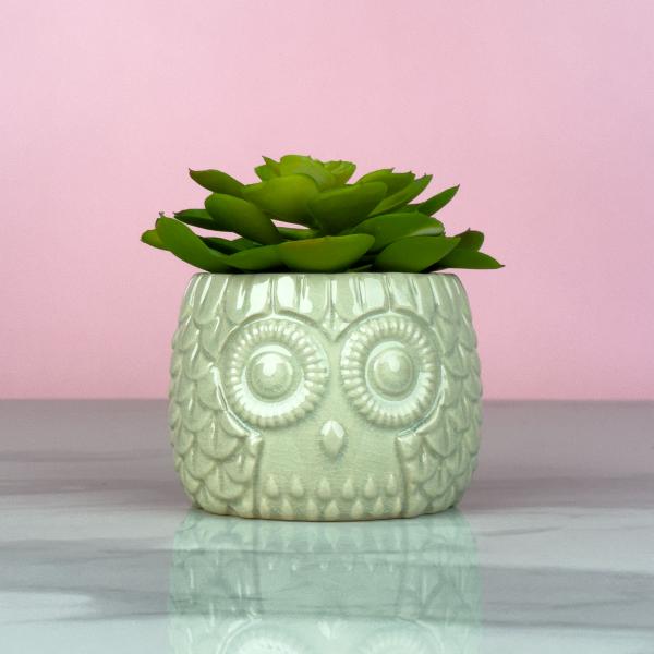 Large Faux Succulent in Grey Owl Pot