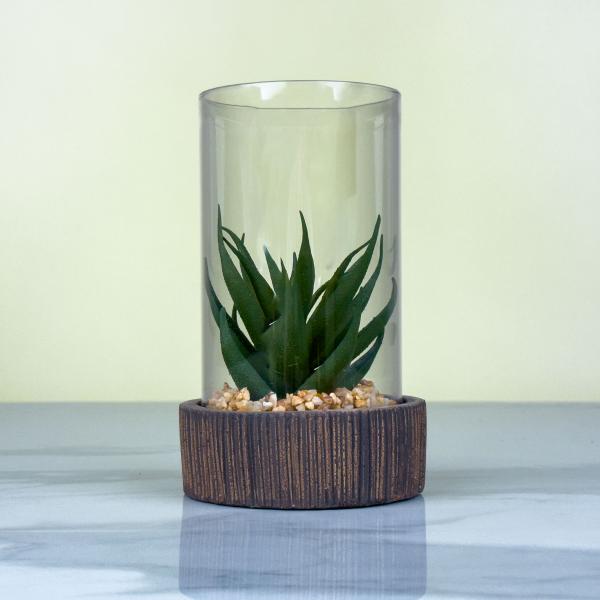 Small Faux Succulent with Natural Stone Base