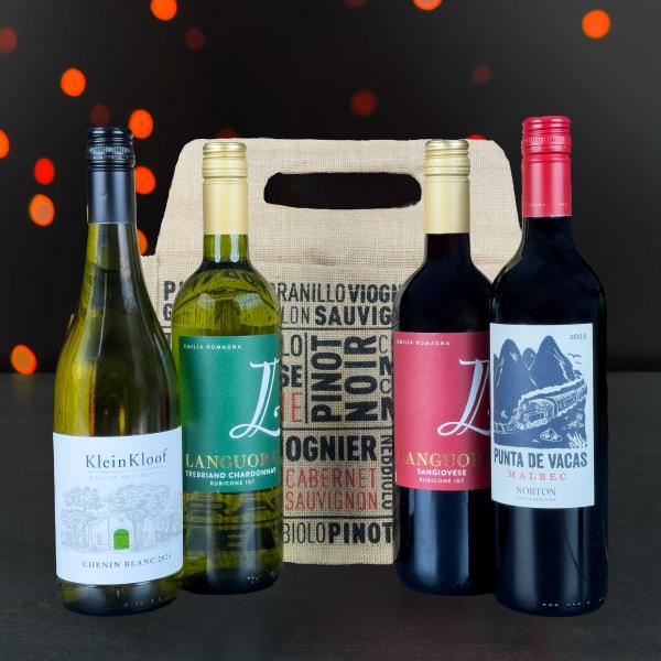 Mixed Wine 4 Bottle Gift Pack with Carrier