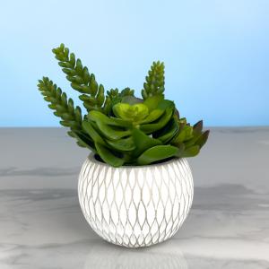 Faux Mixed Succulents in Ceramic Pot