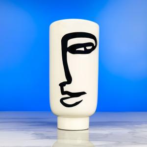 Fabia Large Black & White Face Vase